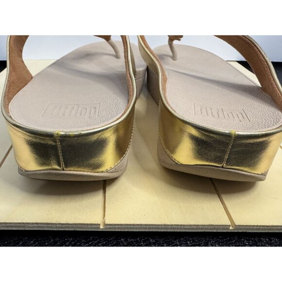 FitFlop Gold Toe Post Slides With Beaded Strap - Picture 5 of 9